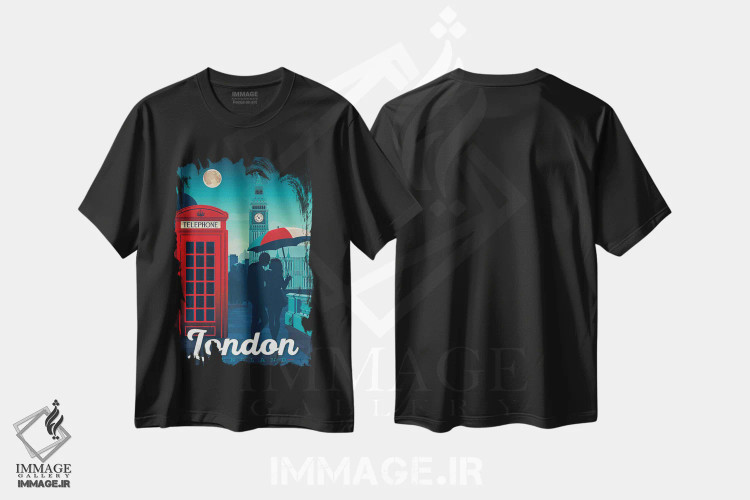 تیشرت مشکی طرح دار لندن انگلستان بیگ بن، هنر دیجیتال اثر اولا هوپ تراول پوسترز | immage.ir