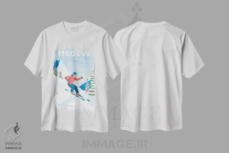 تیشرت سفید طرح دار منطقه اسکی مگوو ساوآر فرانسه، هنر دیجیتال اثر اولا هوپ تراول پوسترز | فروشگاه ایماژ