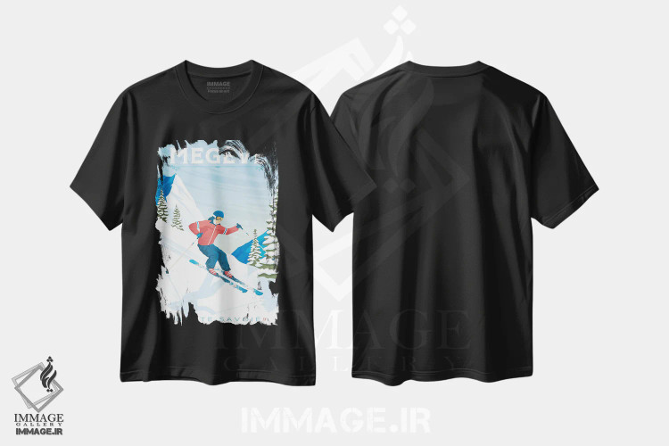 تیشرت مشکی طرح دار منطقه اسکی مگوو ساوآر فرانسه، هنر دیجیتال اثر اولا هوپ تراول پوسترز | immage.ir