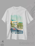 تیشرت سفید طرح دار موناکو فرمول یک ریویرا فرانسه، هنر دیجیتال اثر اولا هوپ تراول پوسترز | فروشگاه ایماژ