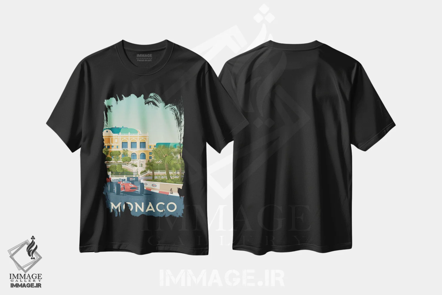تیشرت مشکی طرح دار موناکو فرمول یک ریویرا فرانسه، هنر دیجیتال اثر اولا هوپ تراول پوسترز | immage.ir