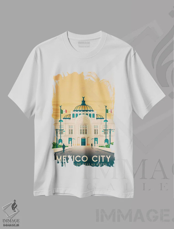 تیشرت سفید طرح دار مکزیکوسیتی پالاسیو د بلاس آرتس، هنر دیجیتال اثر اولا هوپ تراول پوسترز | فروشگاه ایماژ