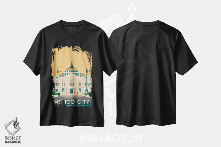 تیشرت مشکی طرح دار مکزیکوسیتی پالاسیو د بلاس آرتس، هنر دیجیتال اثر اولا هوپ تراول پوسترز | immage.ir