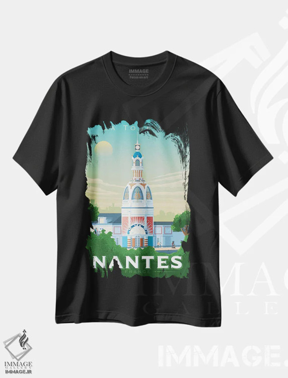 تیشرت مشکی طرح دار نانت تور لو فرانسه، هنر دیجیتال اثر اولا هوپ تراول پوسترز | immage.ir