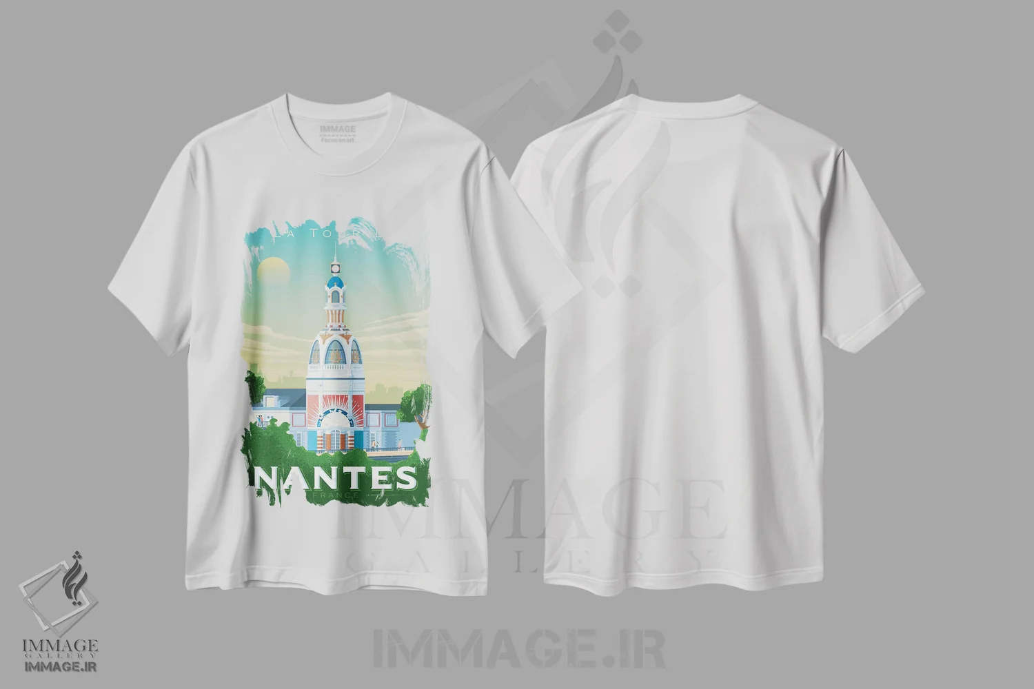 تیشرت سفید طرح دار نانت تور لو فرانسه، هنر دیجیتال اثر اولا هوپ تراول پوسترز | فروشگاه ایماژ