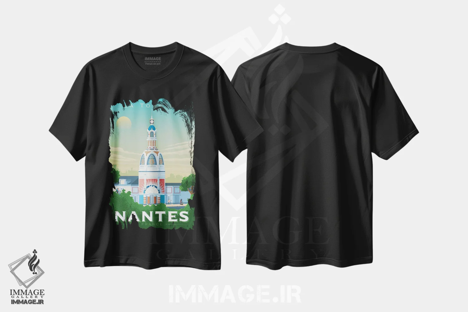 تیشرت مشکی طرح دار نانت تور لو فرانسه، هنر دیجیتال اثر اولا هوپ تراول پوسترز | immage.ir