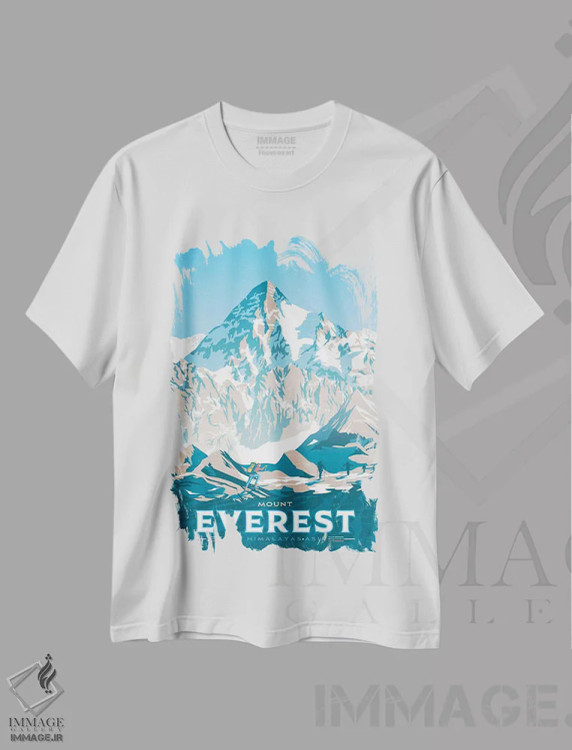 تیشرت سفید طرح دار کوه اورست هیمالیا آسیا، هنر دیجیتال اثر اولا هوپ تراول پوسترز | فروشگاه ایماژ