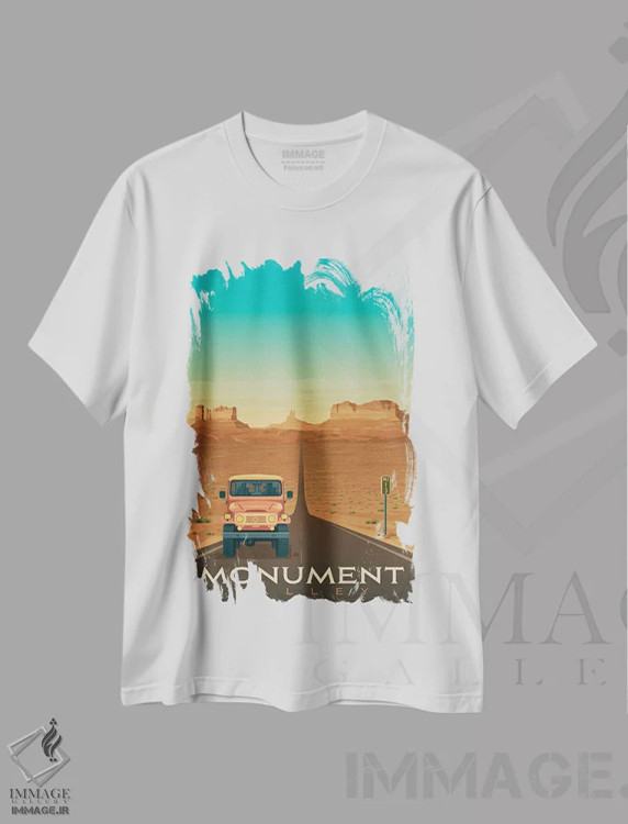 تیشرت سفید طرح دار پارک ملی دره مونومنت ایالات متحده، هنر دیجیتال اثر اولا هوپ تراول پوسترز | فروشگاه ایماژ