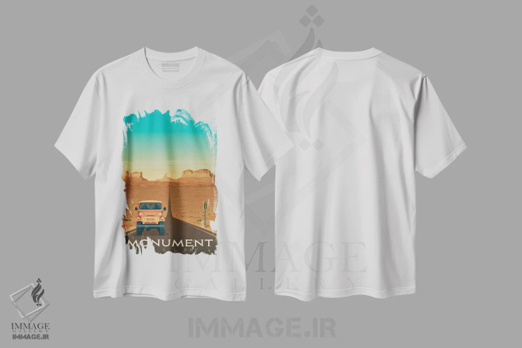 تیشرت سفید طرح دار پارک ملی دره مونومنت ایالات متحده، هنر دیجیتال اثر اولا هوپ تراول پوسترز | فروشگاه ایماژ