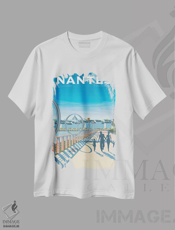 تیشرت سفید طرح دار نانت فرانسه، هنر دیجیتال اثر اولا هوپ تراول پوسترز | فروشگاه ایماژ