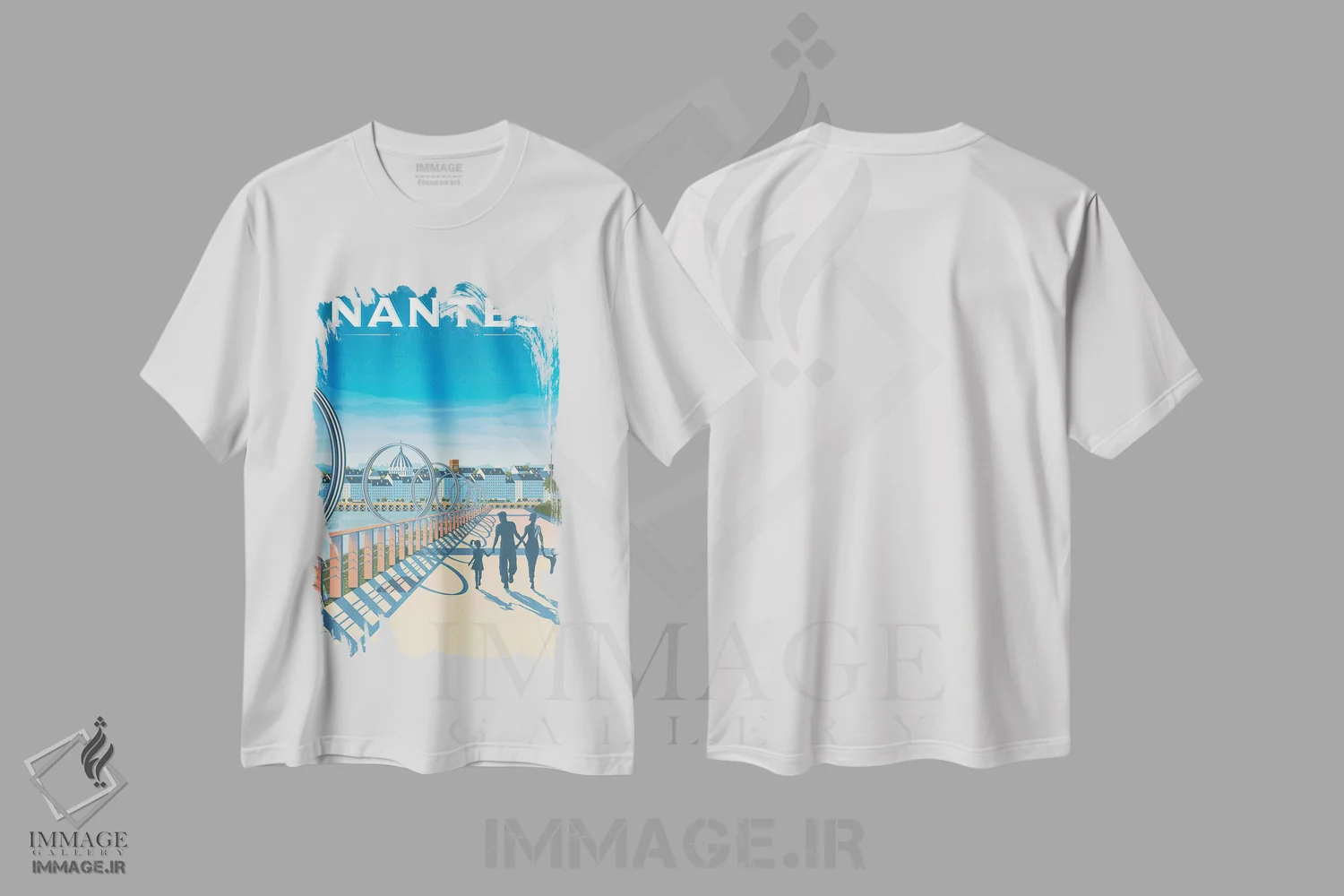 تیشرت سفید طرح دار نانت فرانسه، هنر دیجیتال اثر اولا هوپ تراول پوسترز | فروشگاه ایماژ