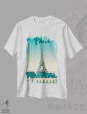 تیشرت سفید طرح دار پاریس برج ایفل فرانسه، هنر دیجیتال اثر اولا هوپ تراول پوسترز | immage.ir