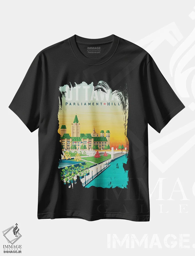 تیشرت مشکی طرح دار اتاوا تپه پارلمان انتاریو کانادا، هنر دیجیتال اثر اولا هوپ تراول پوسترز | immage.ir