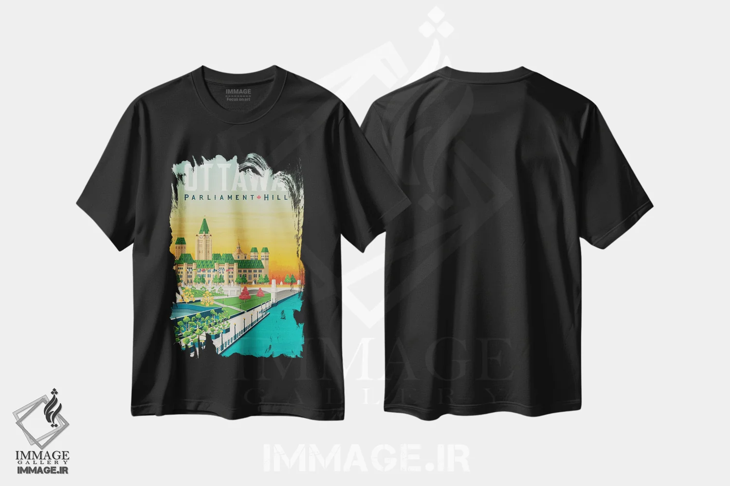 تیشرت مشکی طرح دار اتاوا تپه پارلمان انتاریو کانادا، هنر دیجیتال اثر اولا هوپ تراول پوسترز | immage.ir