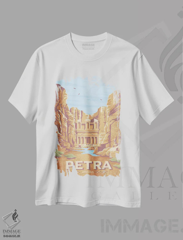 تیشرت سفید طرح دار پترا ال خزنه اردن، هنر دیجیتال اثر اولا هوپ تراول پوسترز | فروشگاه ایماژ