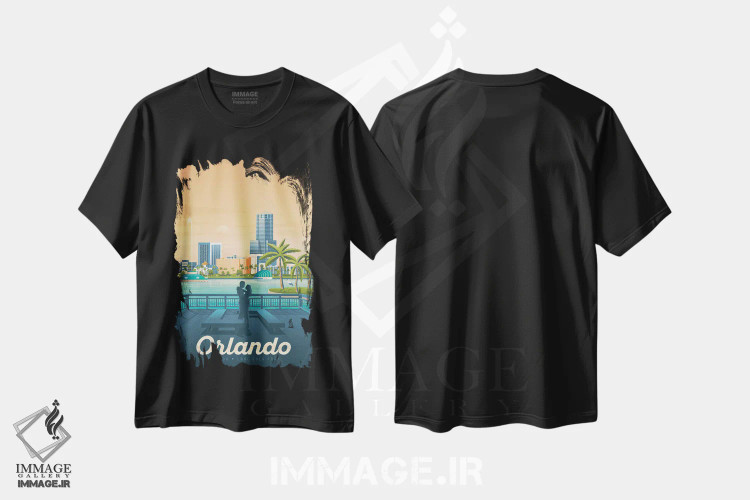 تیشرت مشکی طرح دار اورلاندو فلوریدا ایالات متحده، هنر دیجیتال اثر اولا هوپ تراول پوسترز | immage.ir