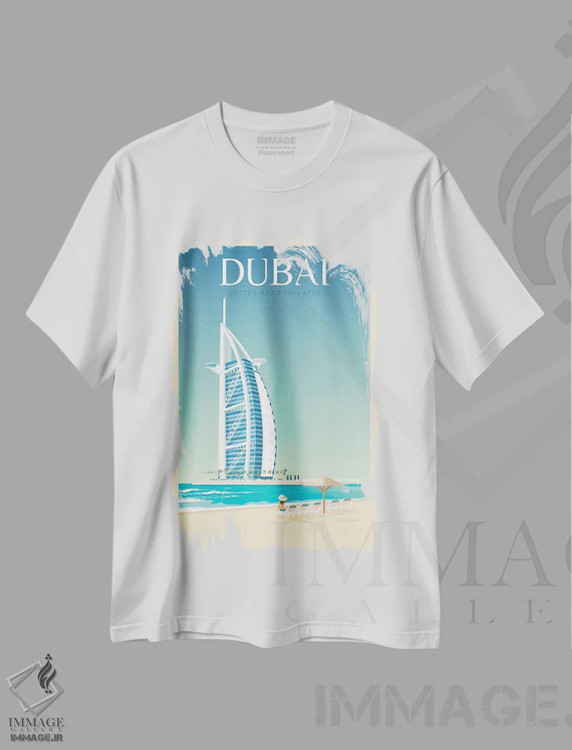 تیشرت سفید طرح دار دبی، تزئینی اثر اولا هوپ تراول پوسترز | فروشگاه ایماژ