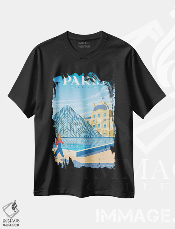 تیشرت مشکی طرح دار پاریس فرانسه، هنر دیجیتال اثر اولا هوپ تراول پوسترز | فروشگاه ایماژ