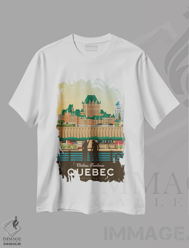 تیشرت سفید طرح دار کبک شاتو فرونتناک کانادا، هنر دیجیتال اثر اولا هوپ تراول پوسترز | immage.ir