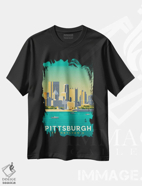 تیشرت مشکی طرح دار پیتسبرگ پنسیلوانیا ایالات متحده، هنر دیجیتال اثر اولا هوپ تراول پوسترز | immage.ir