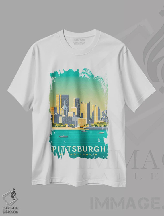 تیشرت سفید طرح دار پیتسبرگ پنسیلوانیا ایالات متحده، هنر دیجیتال اثر اولا هوپ تراول پوسترز | فروشگاه ایماژ