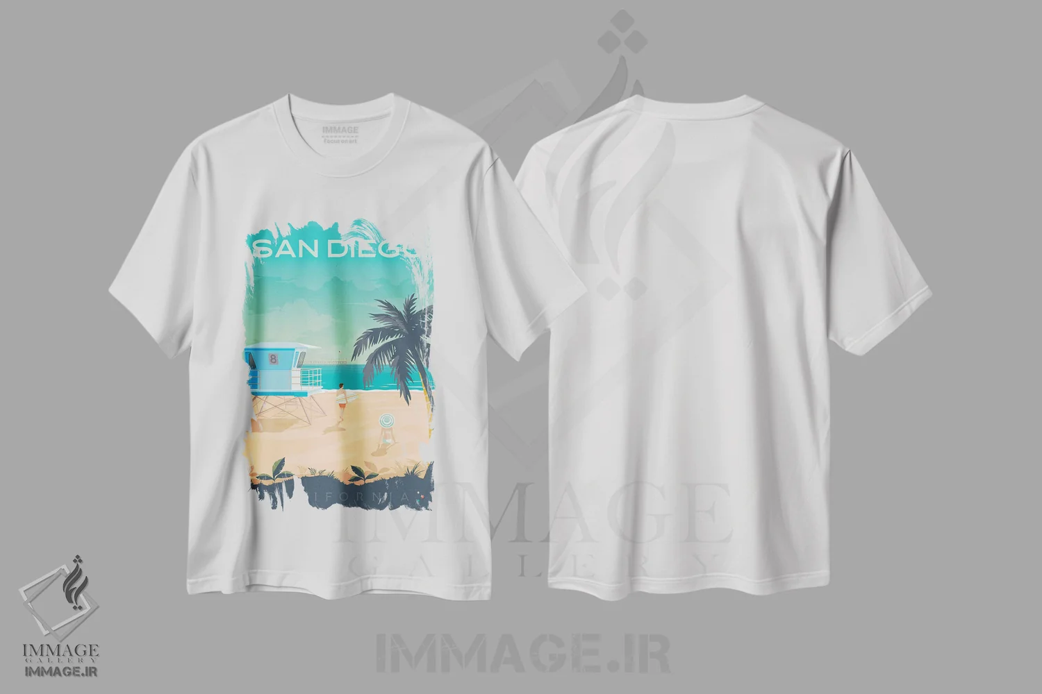 تیشرت سفید طرح دار سن دیگو ساحل کالیفرنیا ایالات متحده، هنر دیجیتال اثر اولا هوپ تراول پوسترز | immage.ir
