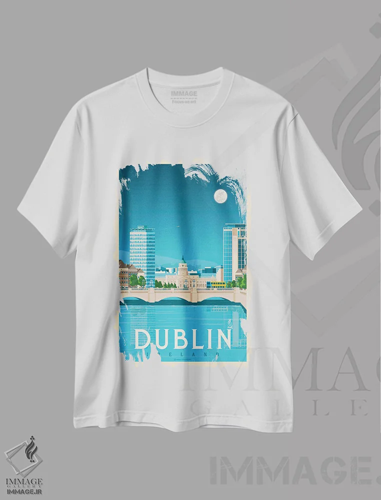 تیشرت سفید طرح دار دوبلین ایرلند، تزئینی اثر اولا هوپ تراول پوسترز | فروشگاه ایماژ