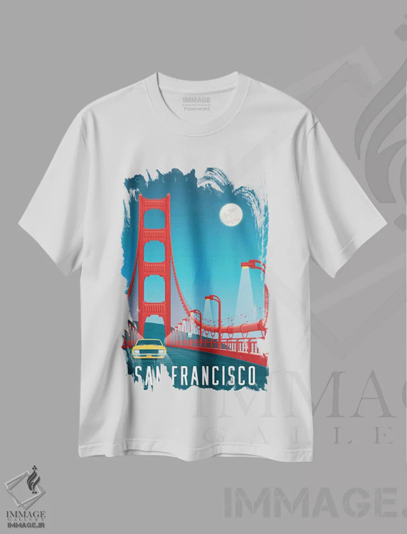 تیشرت سفید طرح دار سانفرانسیسکو کالیفرنیا ایالات متحده، هنر دیجیتال اثر اولا هوپ تراول پوسترز | immage.ir