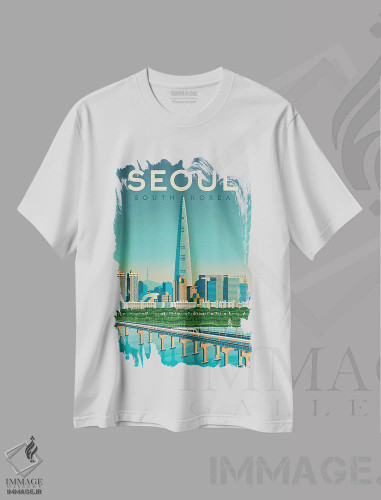 تیشرت سفید طرح دار سئول کره جنوبی آسیا، هنر دیجیتال اثر اولا هوپ تراول پوسترز | فروشگاه ایماژ