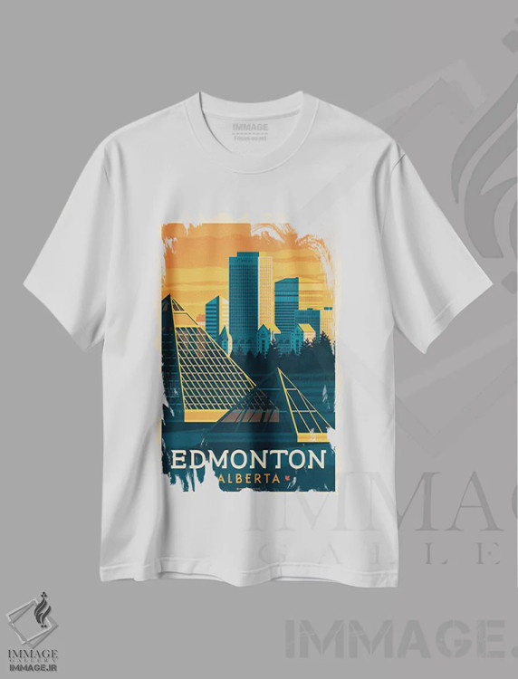 تیشرت سفید طرح دار ادمونتون کانادا، تزئینی اثر اولا هوپ تراول پوسترز | immage.ir
