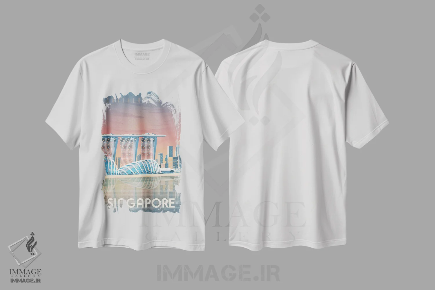 تیشرت سفید طرح دار سنگاپور مارینا بی سندز آسیا، هنر دیجیتال اثر اولا هوپ تراول پوسترز | فروشگاه ایماژ