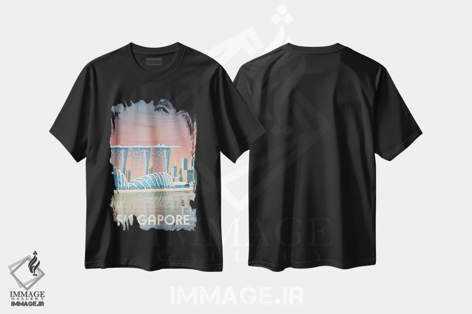 تیشرت مشکی طرح دار سنگاپور مارینا بی سندز آسیا، هنر دیجیتال اثر اولا هوپ تراول پوسترز | immage.ir