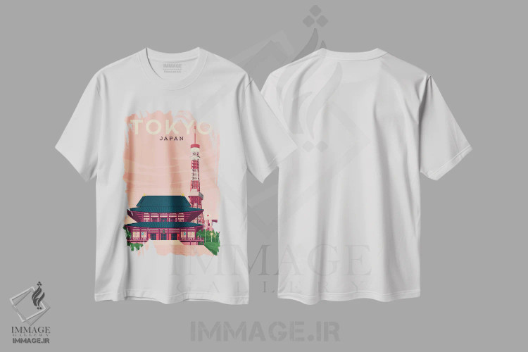 تیشرت سفید طرح دار توکیو برج ژاپن آسیا، هنر دیجیتال اثر اولا هوپ تراول پوسترز | immage.ir