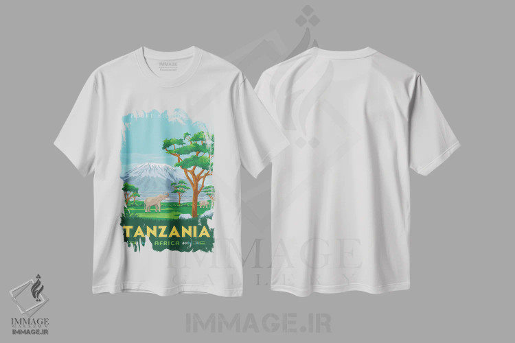 تیشرت سفید طرح دار تانزانیا کوه کلیمانجارو آفریقا، هنر دیجیتال اثر اولا هوپ تراول پوسترز | immage.ir