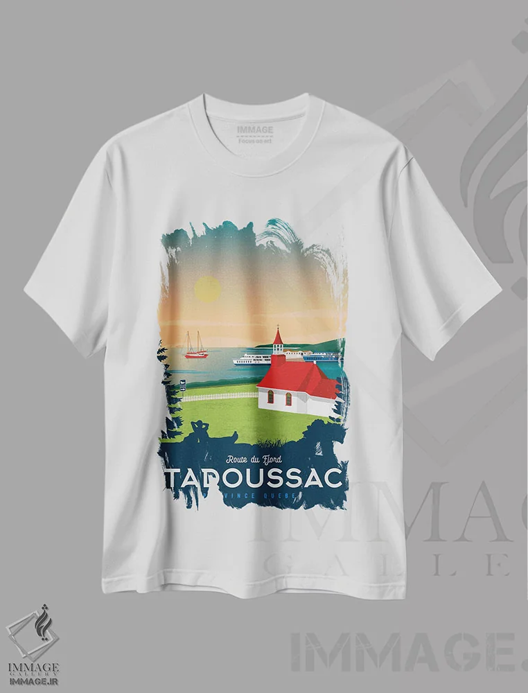 تیشرت سفید طرح دار تادوساک کبک کانادا، هنر دیجیتال اثر اولا هوپ تراول پوسترز | فروشگاه ایماژ