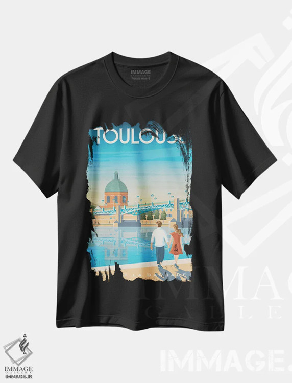 تیشرت مشکی طرح دار تولوز کی دو لا دوراد فرانسه، هنر دیجیتال اثر اولا هوپ تراول پوسترز | immage.ir