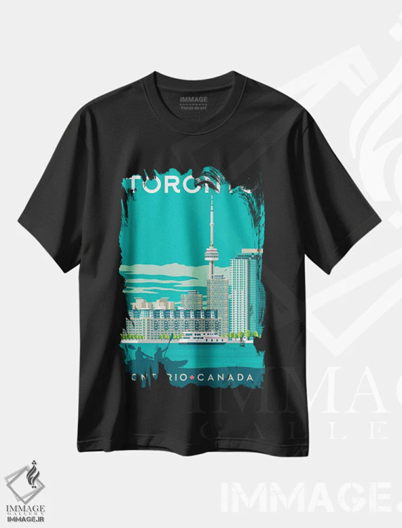 تیشرت مشکی طرح دار تورنتو برج سی ان انتاریو کانادا، هنر دیجیتال اثر اولا هوپ تراول پوسترز | فروشگاه ایماژ