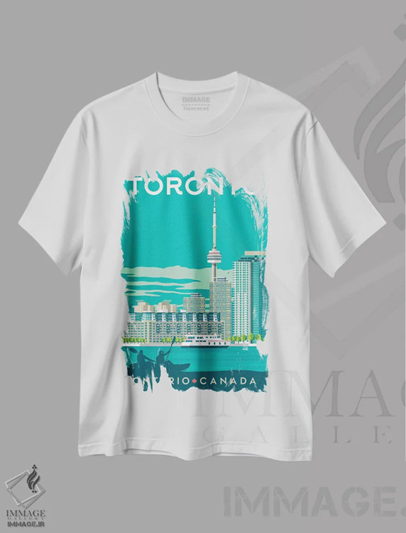 تیشرت سفید طرح دار تورنتو برج سی ان انتاریو کانادا، هنر دیجیتال اثر اولا هوپ تراول پوسترز | immage.ir