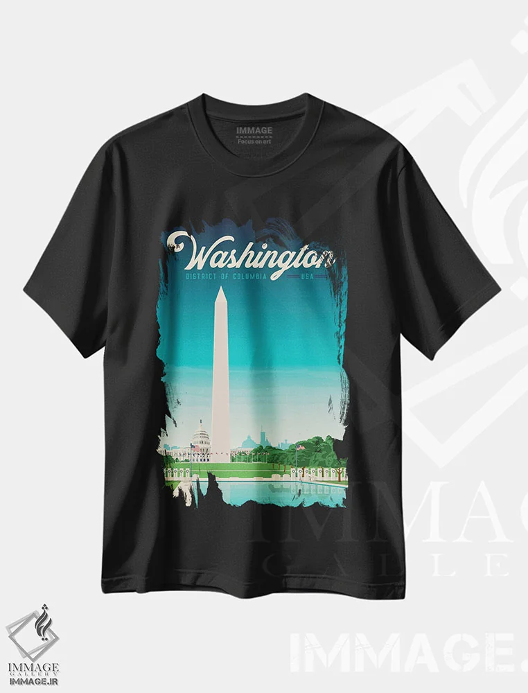 تیشرت مشکی طرح دار واشنگتن دی سی کاپیتول ایالات متحده، هنر دیجیتال اثر اولا هوپ تراول پوسترز | فروشگاه ایماژ