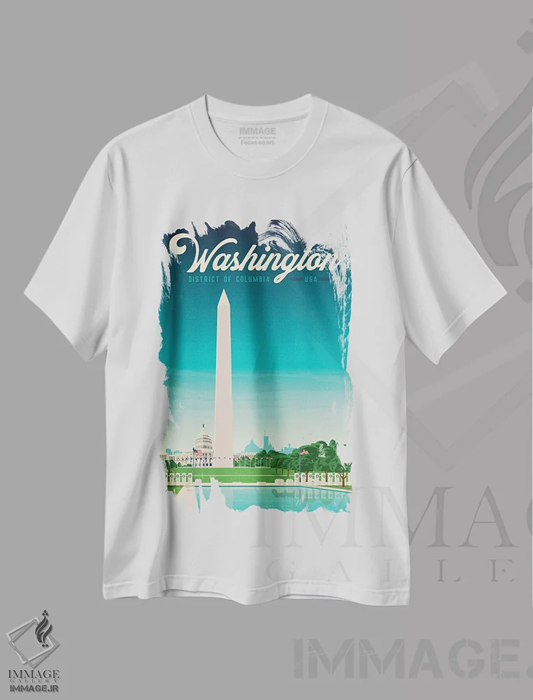 تیشرت سفید طرح دار واشنگتن دی سی کاپیتول ایالات متحده، هنر دیجیتال اثر اولا هوپ تراول پوسترز | immage.ir