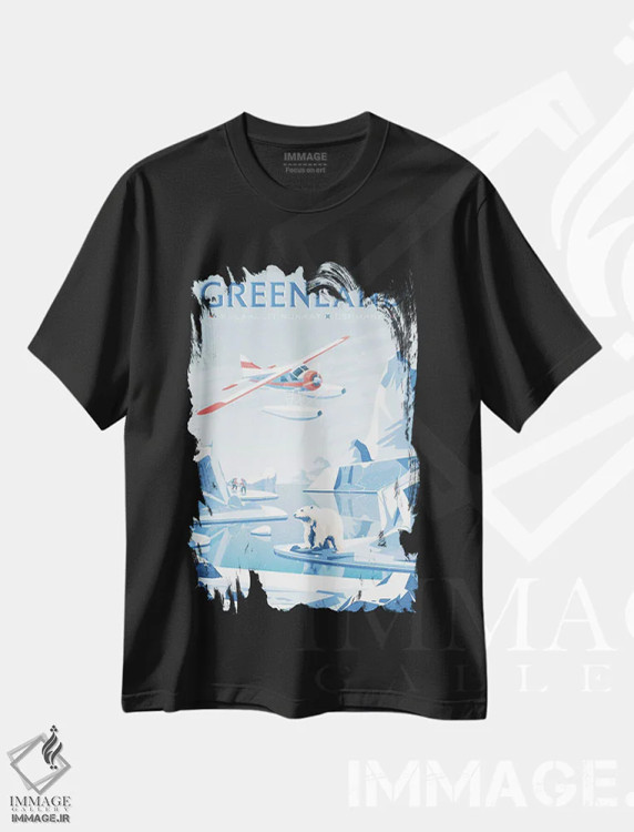 تیشرت مشکی طرح دار گرینلند دانمارک، هنر دیجیتال اثر اولا هوپ تراول پوسترز | immage.ir