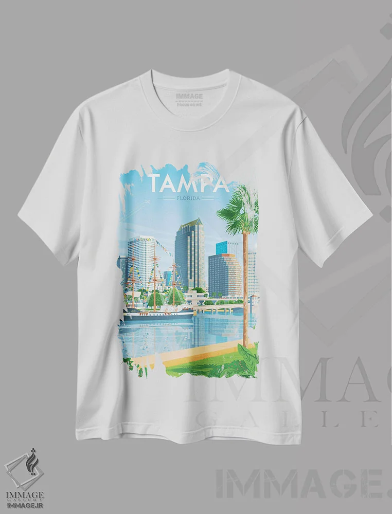تیشرت سفید طرح دار تمپا فلوریدا ایالات متحده، هنر دیجیتال اثر اولا هوپ تراول پوسترز | immage.ir