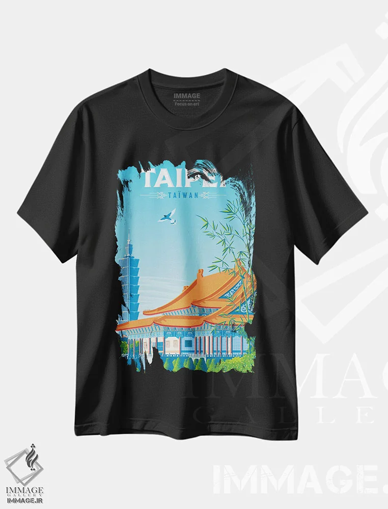 تیشرت مشکی طرح دار تایپه تایوان، هنر دیجیتال اثر اولا هوپ تراول پوسترز | immage.ir