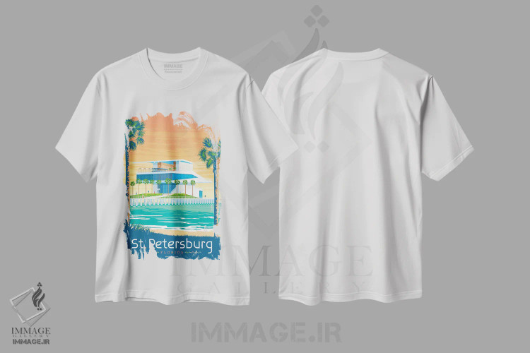 تیشرت سفید طرح دار سنت پیترزبورگ فلوریدا ایالات متحده، هنر دیجیتال اثر اولا هوپ تراول پوسترز | immage.ir