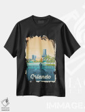 تیشرت مشکی طرح دار پوستر سفر اورلاندو فلوریدا، تزئینی اثر اولا هوپ تراول پوسترز | فروشگاه ایماژ