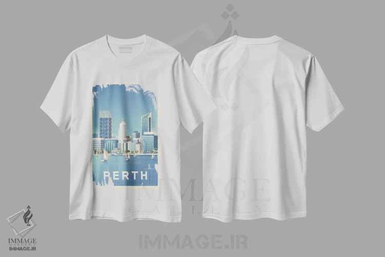 تیشرت سفید طرح دار پوستر سفر پرت استرالیا، تزئینی اثر اولا هوپ تراول پوسترز | immage.ir