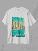 تیشرت سفید طرح دار پوستر سفر پیتسبرگ پنسیلوانیا، تزئینی اثر اولا هوپ تراول پوسترز | immage.ir