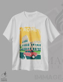 تیشرت سفید طرح دار پوستر سفر رم ایتالیا، تزئینی اثر اولا هوپ تراول پوسترز | immage.ir