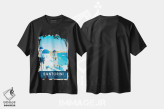 تیشرت مشکی طرح دار پوستر سفر سانتورینی یونان، تزئینی اثر اولا هوپ تراول پوسترز | فروشگاه ایماژ