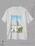 تیشرت سفید طرح دار پوستر سفر سویل آندلسیا، تزئینی اثر اولا هوپ تراول پوسترز | immage.ir